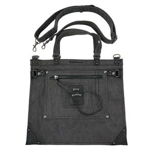 Rock Revival Messenger Tote Crossbody Denim Canvas Bag Black Grey